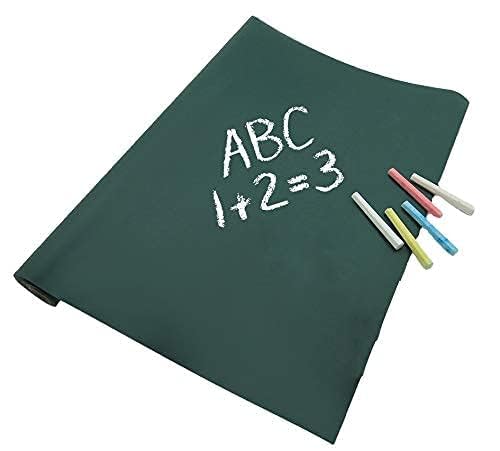 Image of YAJNAS Vinyl Green Chalkboard Wall Sticker 1.5 X 2 Feet | Removable Chalkboard with 5 Chalks, Self-Adhesive Waterproof Blackboard for Home, School, Office, Kitchen, Kids Room, Writable & Reusable