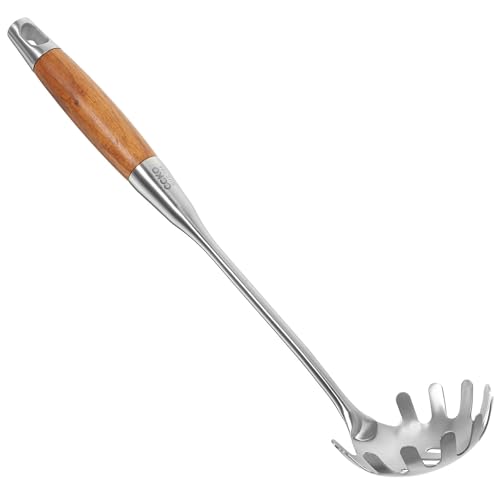 Luxshiny German 304 Stainless Steel Noodle Serving Spoon and Spaghetti Server, Pasta Ladle with Strainer Function for Culinary and Dining, Durable Stainless Steel Kitchen Utensil for Home Use