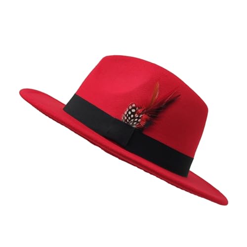 Image of Mens Fedora Hats Classic Wide Brim Fedora Hat for Women Men Dress Hats Panama Hat with Band