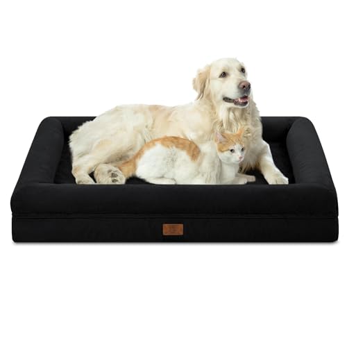 Image of XL Orthopedic Dog Bed Waterproof for Extra Large Size Dogs | 360 Degree Bolster Support, Egg Crate Foam, Waterproof Liner, Non-Slip Bottom, Machine Washable Cover, 41 x 29 Inch