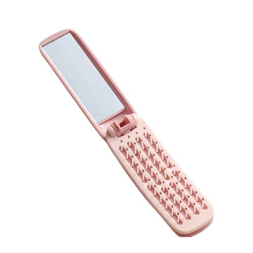 Glams Fold Brush - Travel Hair Comb with Built in Mirror | Compact Folding Design, Portable Styling Tool & Smooth Bristles for Business, School and Daily...