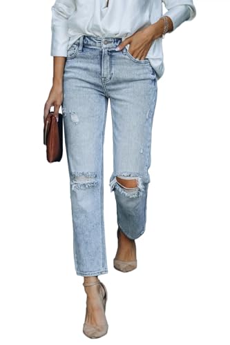 Lesore Womens High Waist Stretch Distressed Jeans Destroyed Denim Pants - Image 4