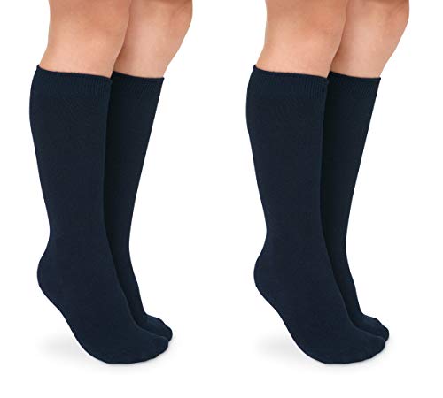 Jefferies Socks Girls School Uniform Seamless Cotton Knee High Socks 2 Pair Pack