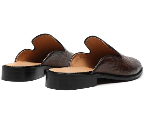 Image of Mens Black Backless Loafers Genuine Leather Mules Shoes