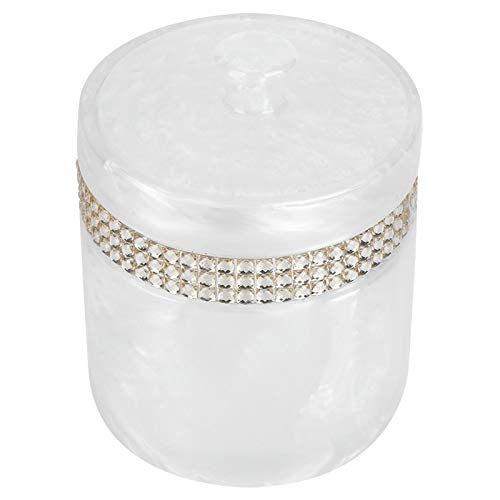 Lsaardth Résine Qtip Holder Qtips Support de Coton-tiges - Distributeur de Cure-Dents décoratifs Pots de bidon de Salle de Bain pour Bijoux en éponges de Maquillage de Boule de Coton(Blanc) Cover