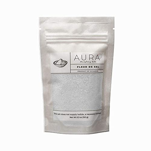 Cris-Sal Gourmet Hand harvested Fleur de Sel Sea Salt Aura, Full Flavor Natural Grain Organic White Salt, Flower of Salt Great for Cooking, Table Seasoning Recipes, Pantry Friendly (5.29 Oz)