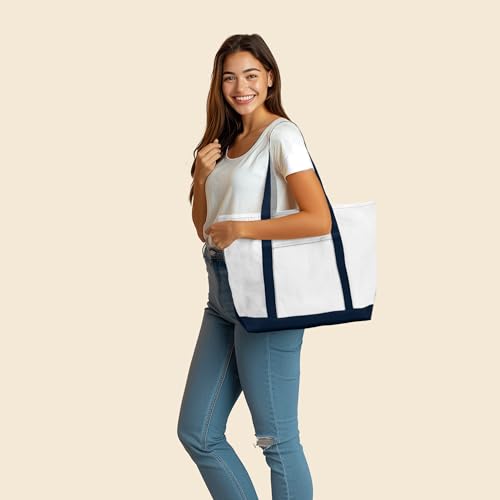 Image of DALIX 23 inch Premium 24 oz. Cotton Canvas Shopping Tote Bag