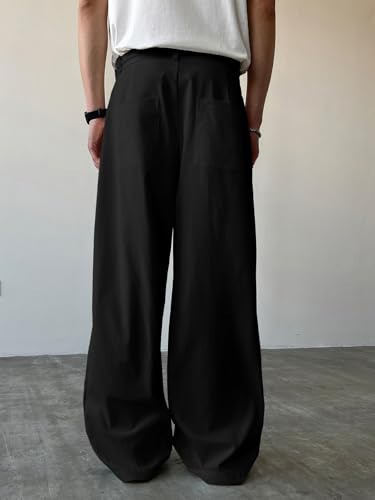 Floerns Men's Wide Leg Baggy Dress Pants Loose Pleated Casual Trousers with Pocket3