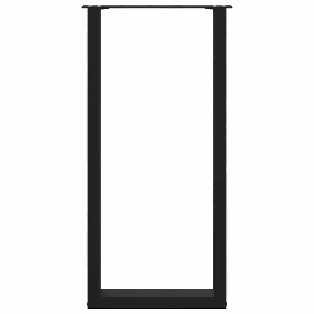 Patas de mesa de bar en forma de U, 2 unidades, color negro, 50 x (100 – 101) cm, de acero, robusto, para mesas altas y barras, moderno marco de bricolaje con patas niveladoras y tornillos