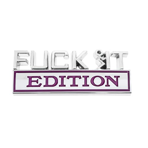 Image of Dickno Fuck It Edition Emblem for Car, Auto Fender Bumper Decoration Stickers, Vehicle 3D Side Fender Rear Trunk Decal Badge, Universal Exterior Accessories for Car Truck SUV (Silver & Purple)