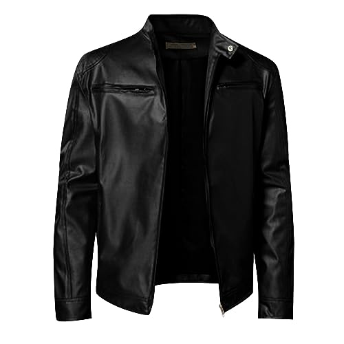 Men'S Leather & Faux Leather Jackets & Coats Fashion Men Autumn Winter Warm Casual Leather Zipper Long Sleeve Jacket Coat2