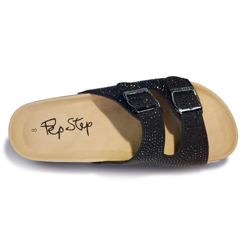 Image of PepStep Slide Sandals for Women with Soft Cork Footbed and Strap, Ladies Fashion Platform Slide Sandals Comfortable Slip On Style