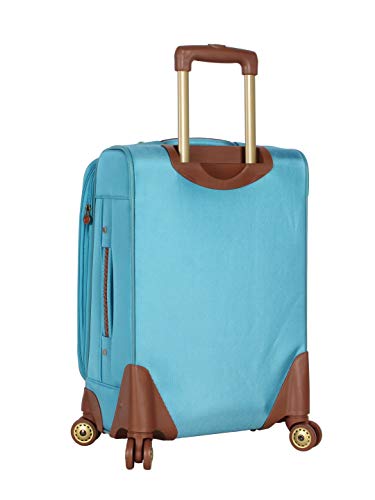 Caribbean Joe Carry on Luggage Collection - Designer Lightweight Softside Expandable Suitcase- Durable 20 Inch Bag with 8-Rolling Spinner Wheels (Light Blue)