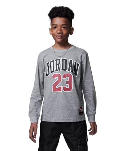 Nike Air Jordan Practice Flight Long Sleeve Tee Big Kids T-Shirt (Carbon Heather) Size XL