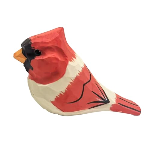 Figura de pájaro tallada en madera natural decorativa miniatura 1