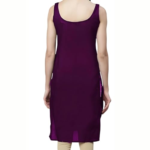 Image of Women's Sleeveless Cotton Inner Slip Dress Round Neck Soft Comfortable Fit Full Length Camisole Innerwear Summer top Undergarment for Girls