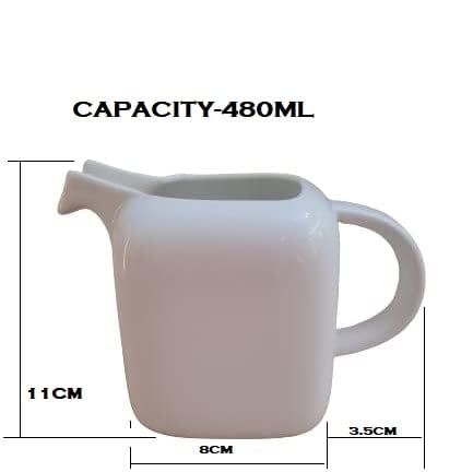 Image of White Porcelain 480 ml Gravy Pot Microwave and Dishwasher Safe for Serving Gravy, Sauce, Coffee, Tea, Milk (Mirakii 143)