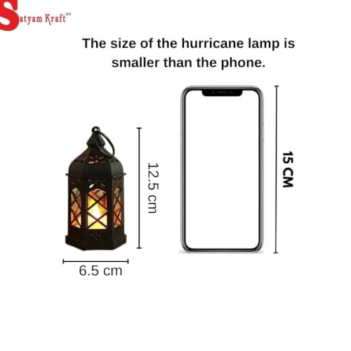 Image of SATYAM KRAFT 6 Pcs Flameless & Smokeless Acrylic Antique LED Hurricane Lantern Lamp Wall Hanging Led Candle Light for Home Decor, Drawing Room, Living Room, Table Decor (12.5 cm)