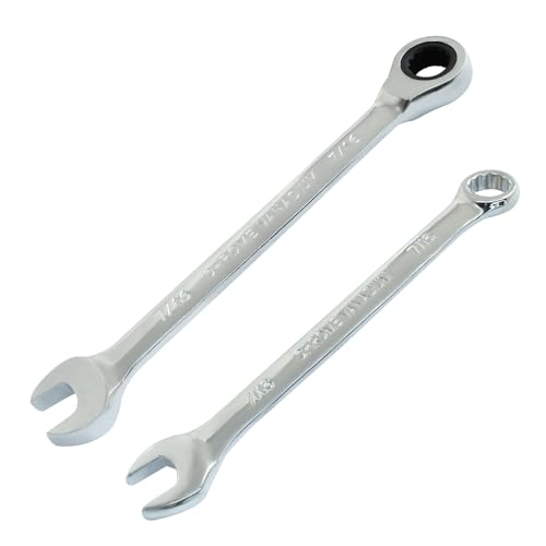 HARSKIYER 7/16 Inch Ratcheting Wrench 2 Pcs 72-Tooth 12-Point Chrome Plated