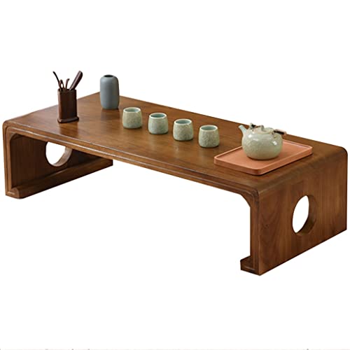 Table basse tatami authentique en bois massif sculpté style salon de thé
