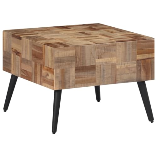 EMYRLXQW Mesas decorativas - Mesa de centro gris 55 x 55 x 40 cm, mesas de teca reciclada maciza