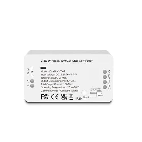Contrôleur de bande LED WW/CW à gradation fluide et température ajustable