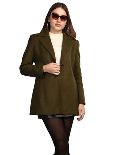 Image of CHKOKKO Women Chic Winter Coat Single Breasted | Knee Length Design with Buttoned Closure and Practical Front Side Pockets for Stylish and Comfortable Wear
