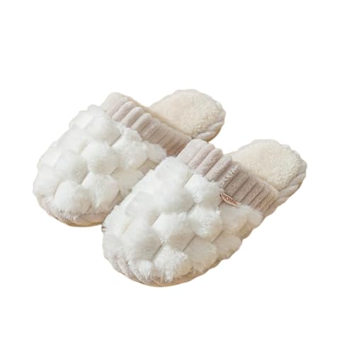 Colorblock Faux Fur Slippers, Colorblock Shoes Women, Indoor Slip On Plush Warm Fuzzy Slippers