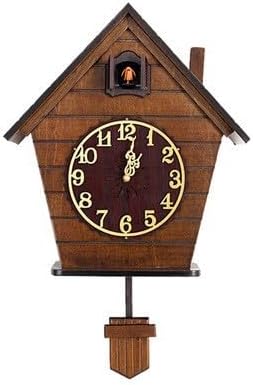 Wooden Cuckoo Wall Clock, Modern Minimalist Style, Silent Smart Hourly Chime, Bird Time-Telling, for Living Room or Children's Room (Wooden Color and Wooden Plate)