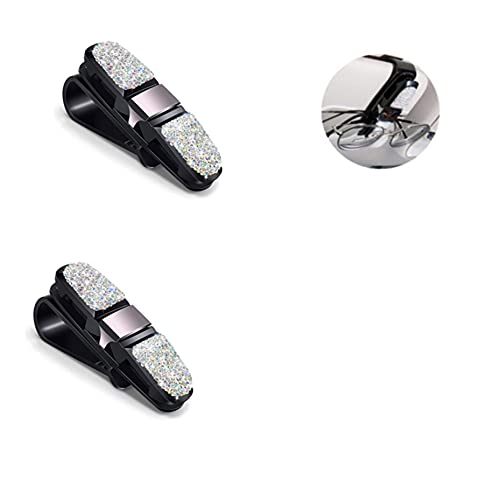 Veshow Lot de 2 supports à lunettes pour pare-soleil de voiture avec paillettes et strass, double couche, porte-lunettes avec clip pour carte de crédit (couleur A) Cover