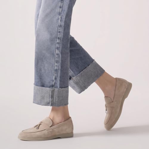 Image of BEAU TODAY Suede Loafers Flats for Women, Women's Slip On Penny Loafers, Leather Driving Comfortable Dress Ladies Loafers Casual Office Work Shoes