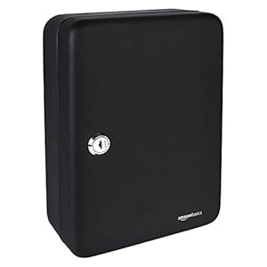 Amazon Basics Schlüsselkasten für 48 Schlüssel, Stahl, abschließbar, Schwarz, 19.99 D x 17.78 W x 24.89 H cm