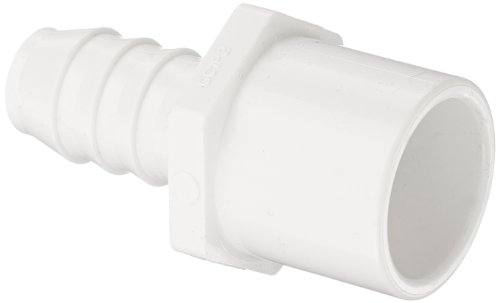 Spears 460-N Series PVC Pipe Fitting, Nesting Adapter, Schedule 40, White, 3/4" Barbed x 1" Spigot x 3/4" Socket