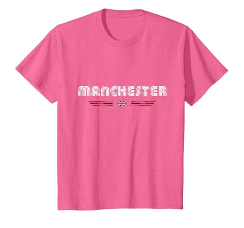 United Kingdom Manchester UK 70s 80s Retro Type Graphic T-Shirt, Youth, Pink Heather, Large