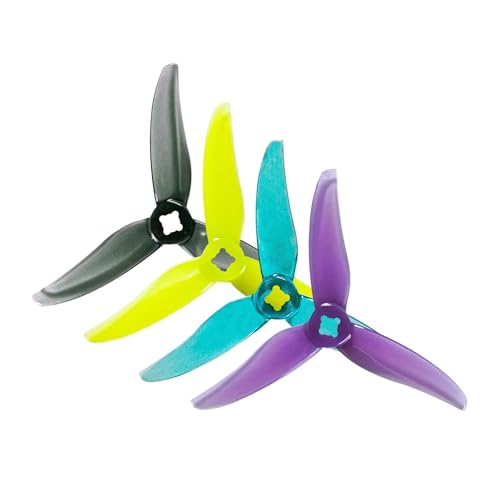 Hélices de PC 3 palas 3520 para dron FPV RC pack de 10 pares amarillo de 3,5 pulgadas