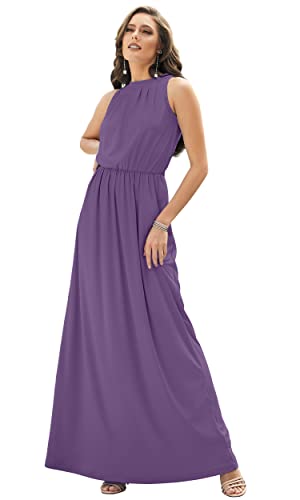 Image of KOH KOH Womens Long Sleeveless Halter Bridesmaid Wedding Guest Maxi Dress