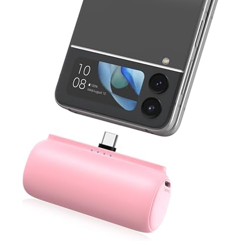 HUAENG USB C Portable Charger Power Bank 5500mAh, 18W PD Type-C Fast Charging Portable Phone Charger for iPhone 16/15 Series, Galaxy S23 S21,Google Pixel, LG Android Phones-Pink Cover