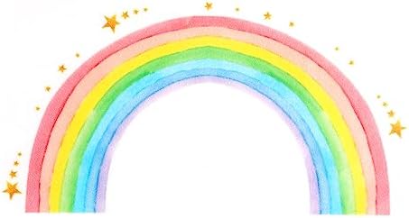 Large Rainbow Wall Decal, Boho Rainbow Wall Sticker Star Wall Stickers Peel and Stick Wall Decals Living Room Wall Decor for Baby Nursery Girls Bedroom