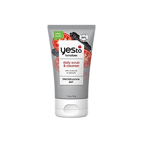 Yes To Tomatoes I Clear Skin Detoxifying Charcoal Deep Cleansing Scrub 99g I All Skin Types I Deep Clean & Purify Skin I Vegan I 96% Natural Ingredients Cover