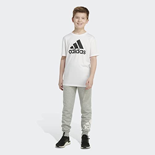 adidas Youth 3 Stripe Fleece Jogger (Medium Grey Heather, Small)4
