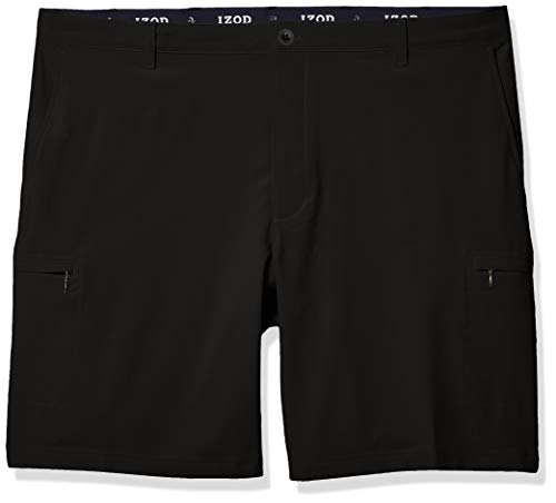IZOD Men's Big & Tall Big and Tall Golf Swingflex Cargo Short, Black, 52