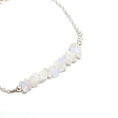 Gempires Natural Moonstone Chips Bar Bracelet, Energy Healing Crystals, Birthday, Gift For Her, Gemstone Jewelry 8 Inch Aa+ Quality (Moonstone) #TOP3
