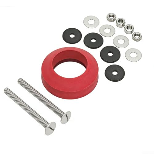 Kit de reparación de inodoro, juego de juntas de sellado de tanque a cuenco con conectores de válvula de descarga para la mayoría de inodoros, fácil instalación, goma y metal, 86 x 29 mm
