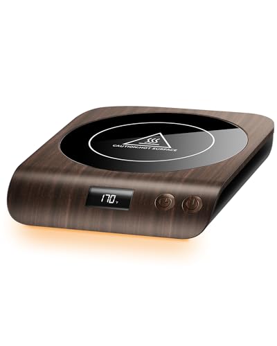 Gaiatop Coffee Mug Warmer, 3 Temperature Settings, 2-10H Auto Shut Off and Warm Strip Indicator Lights, 50W Cup Warmers Fast Heating Plate with Digital Display for Tea Milk Cocoa Candle Wood