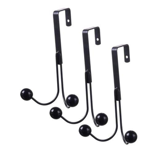HOLIDYOYO 3pcs Wrought Iron Hook Over Door Hanger Hat Hook Over The Door Towel Rack Coat Hanger Behind The Door Hooks Wall Hook Rack Overdoor Hanger Organizer Scarf Hook Clothes Rack Black