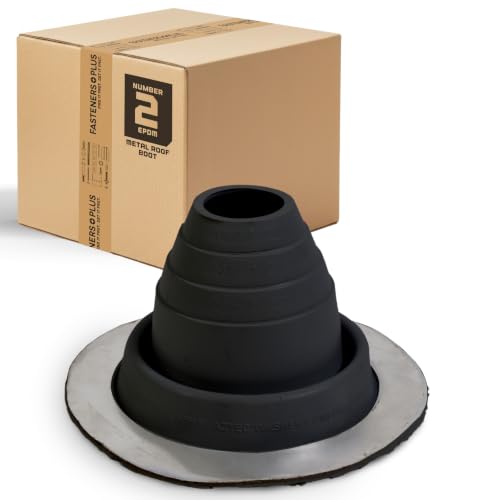 Image of Fasteners Plus #2 Round EPDM Metal Roof Pipe Flashing Boot (Fits 1-3 /4 inch - 3 inch Pipe OD), Black