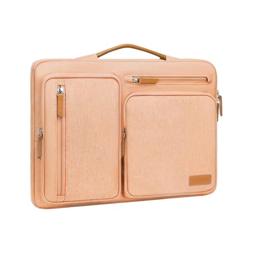 Image of MOSISO 360 Protective Laptop Case 13.3 inch, 13-13.3 inch Laptop Sleeve Compatible with MacBook Air /Pro 13 / Pro 14,HP Dell Acer ASUS,Side Open Carrying Case with 4 Zipper Pockets&Handle, Peach Fuzz
