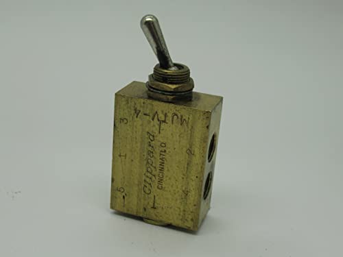 Clippard MJTV-4 4-Way Toggle Valve, Enp Steel Toggle, 1/8” NPT, 10.5 SCFM at 100 PSIG