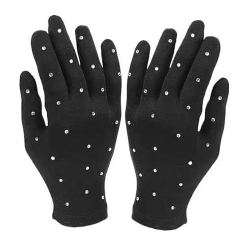 BESPORTBLE Rhinestone Stage Performance Gloves for Dance and Figure Skating Comfortable Stretchable Party Finger