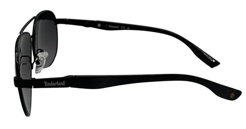Timberland Sunglass Mens Black Metal Aviator, Smoke Mirror Lens TB7272. 1B3